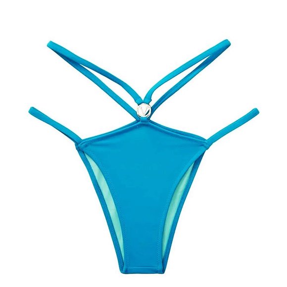 38C/L VICTORIA SECRET Push-Up Top Bikini Set Strappy Brazilian Bottom Blue - Picture 10 of 14